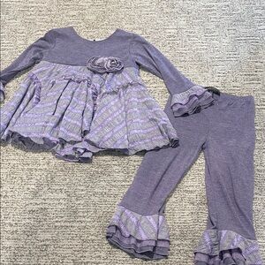 Isobella & Chloe Lavender Layered Ruffle Tunic with Matching Leggings